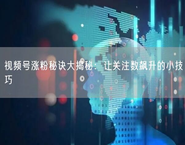 视频号涨粉秘诀大揭秘：让关注数飙升的小技巧