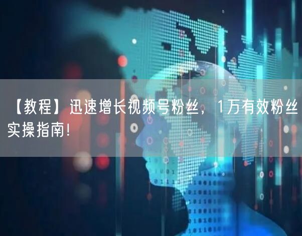 【教程】迅速增长视频号粉丝,1万有效粉丝实操指南!