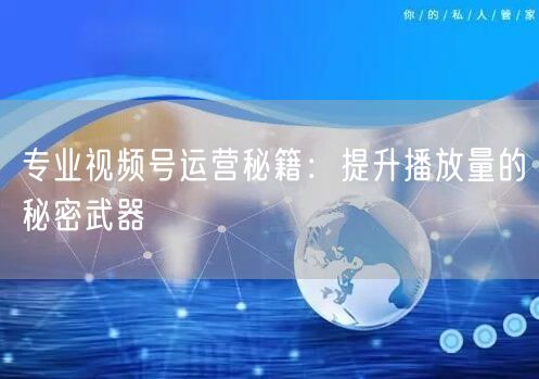 专业视频号运营秘籍：提升播放量的秘密武器