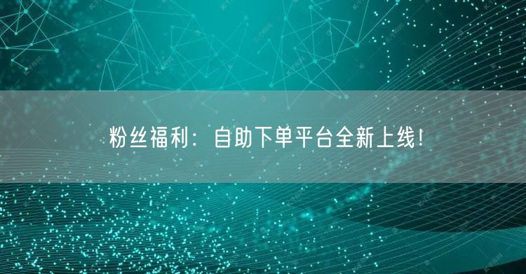粉丝福利:自助下单平台全新上线!