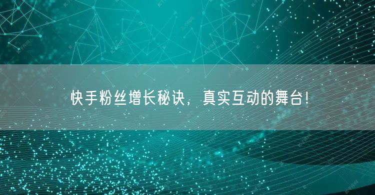 快手粉丝增长秘诀,真实互动的舞台!