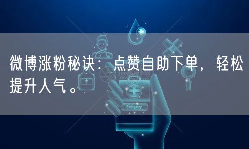 微博涨粉秘诀:点赞自助下单,轻松提升人气。