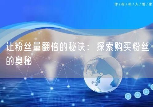 让粉丝量翻倍的秘诀:探索购买粉丝的奥秘