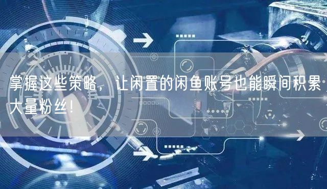 掌握这些策略,让闲置的闲鱼账号也能瞬间积累大量粉丝!